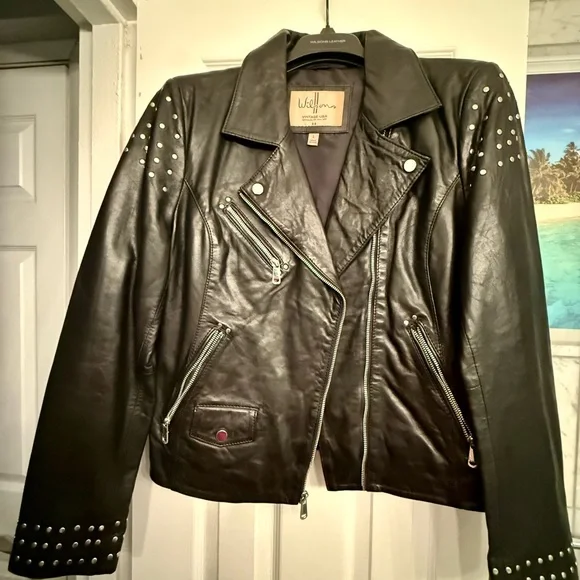 Wilsons Leather Black Studded Jacket NWT - Picture 1 of 12